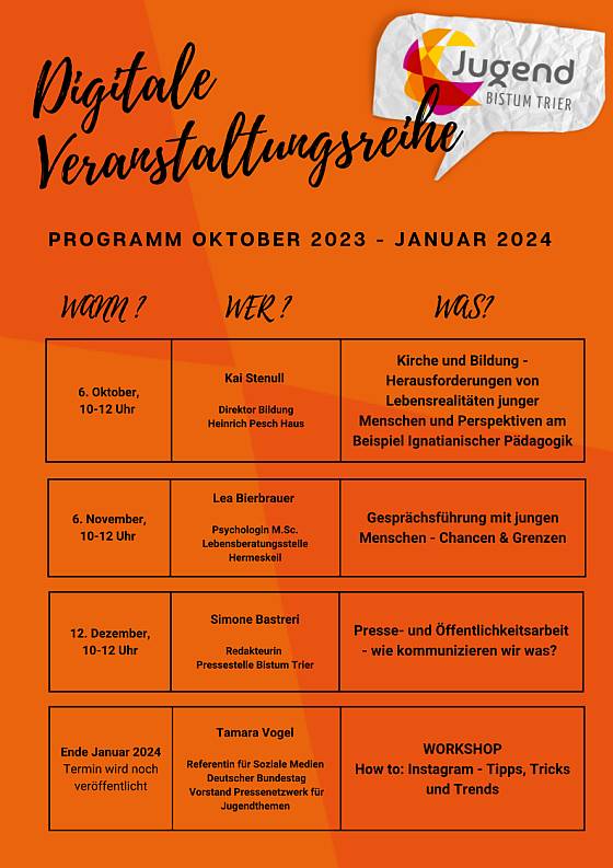 Digitale Veranstaltungsreihe - Jugend Bistum Trier OKT 2023 - JAN 2024